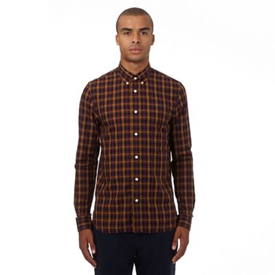 Fred Perry Dark yellow checked regular fit shirt